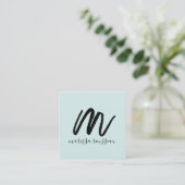 Visite Carré Script de Brûlure Noire Nom initial Carte d'appel  (Debout devant)