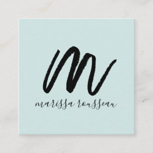 Visite Carré Script de Brûlure Noire Nom initial Carte d'appel 