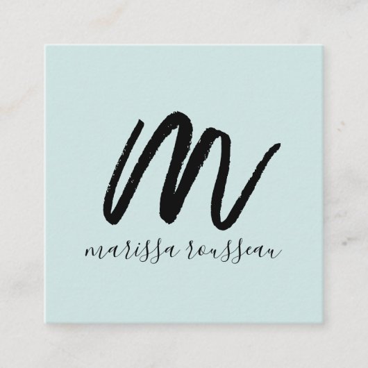 Visite Carré Script de Brûlure Noire Nom initial Carte d'appel  (Devant)