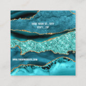 Visite Carré Turquoise Blue Aqua Turquoise QR Code Carte de vis (Dos)