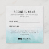 Visite Carré Turquoise et blanc Référer une carte de recommanda (Dos)