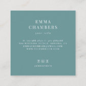 Visite Carré Turquoise poussiéreux | Boho Floral Carte de visit (Dos)