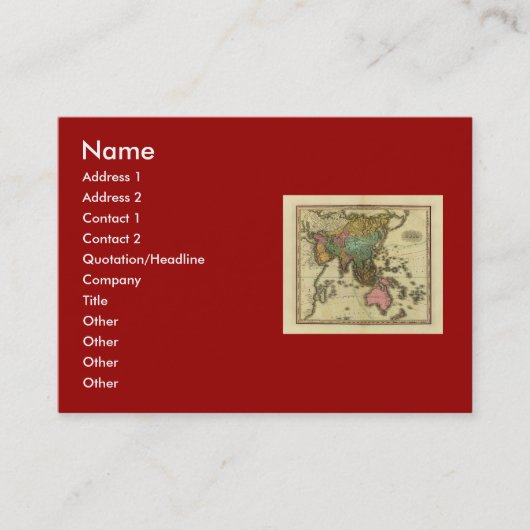 Visite Carte 1825 de l'Asie par Henry Tanner (Devant)