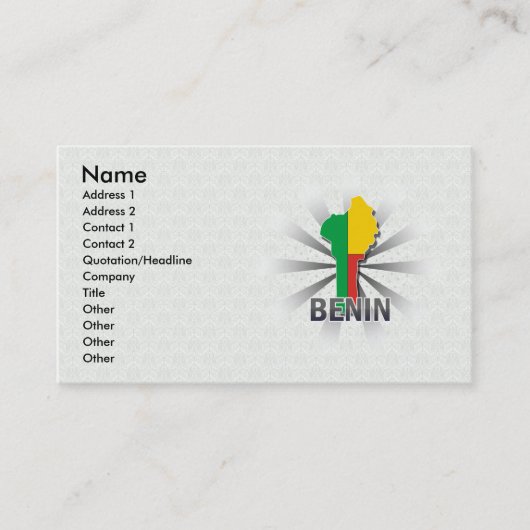 Visite Carte 2,0 de drapeau du Bénin (Devant)
