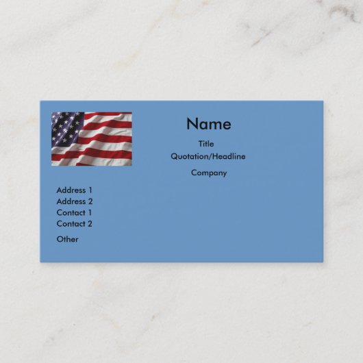 Visite Carte #6 de profil de drapeau des Etats-Unis (Devant)