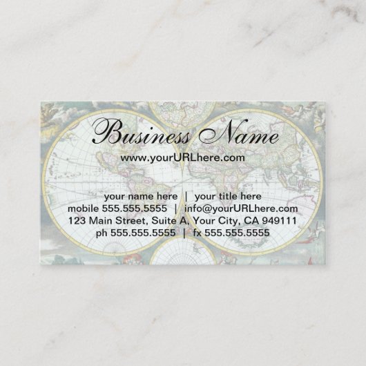 Visite Carte antique du monde du 17e siècle, Frederick De (Devant)