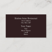 Visite Carte asiatique moderne de restauration (Dos)