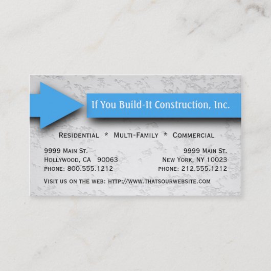 Visite Carte bleue d'entreprise de construction de flèche (Devant)