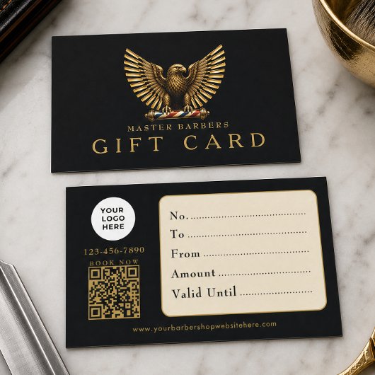 Visite Carte Cadeau Code Qr Logo Aigle Doré Salon de Coif
