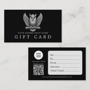 Visite Carte Cadeau Code Qr Logo Hibou Argent Salon de Co