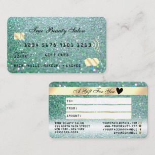 Visite Carte cadeau de Parties scintillant Turquoise Vert