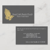 Visite Carte chrétienne de prière pasteur de christianism (Devant / Derrière)