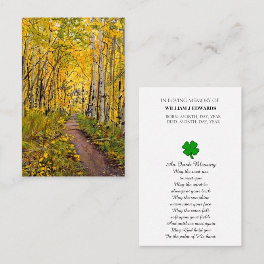 Visite Carte commémorative de prière (Devant / Derrière)