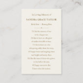 Visite Carte commémorative des funérailles de la nature S (Dos)