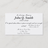 Visite Carte commémorative funèbre de chauffeur de camion (Dos)