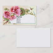 Visite Carte commerciale victorienne de géraniums roses (Devant / Derrière)