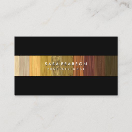 Visite Carte d'affaires Stripe de panneau en bois (Devant)