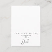 Visite Carte d'affichage du collier de femme de mariage (Dos)