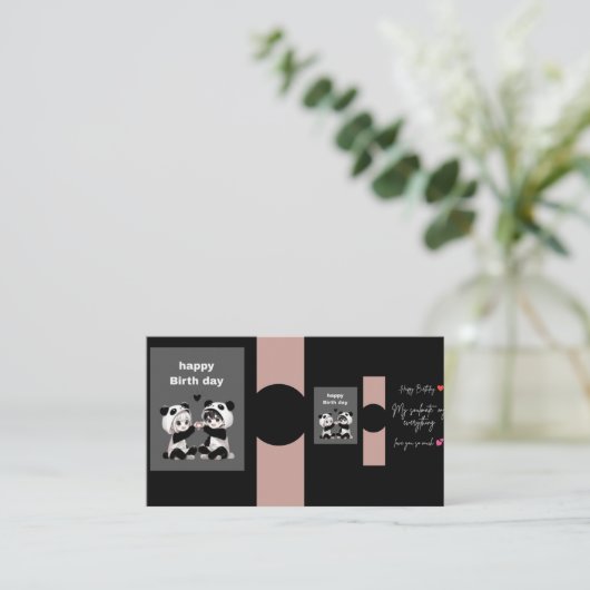 Visite Carte d'anniversaire de Panda Mignon | Esthétique (Debout devant)