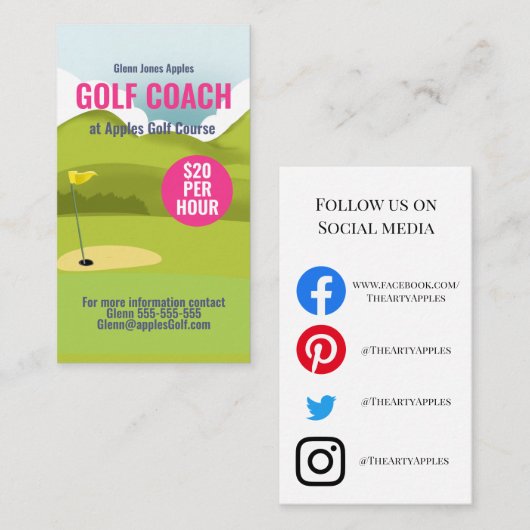 Visite carte d'appel du club de golf (Devant / Derrière)