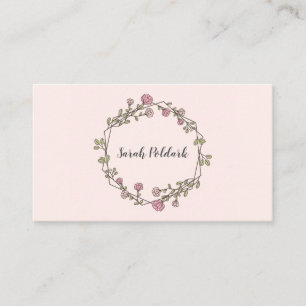 Visite Carte d'appel géométrique de monogramme rose Flora