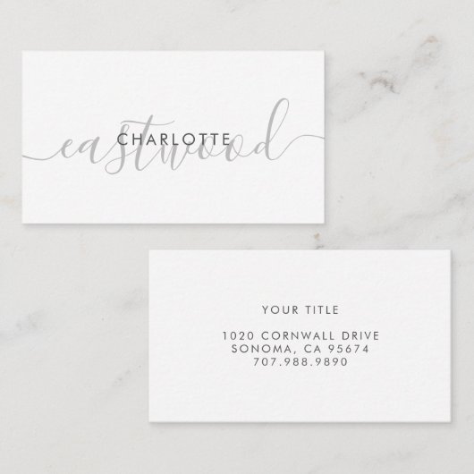 Visite Carte d'appel Monogramme de nom de script simple (Devant / Derrière)