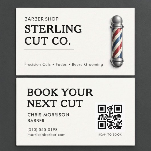 Visite Carte de barbier avec QR Code
