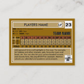 Visite Carte de base-ball faite sur commande de luxe (Dos)
