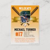 Visite Carte de base-ball faite sur commande orange (Dos)