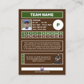 Visite Carte de base-ball personnelle (statistiques de Pi (Dos)