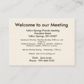 Visite Carte de bienvenue de bonté d'amour (Dos)