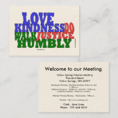 Visite Carte de bienvenue de bonté d'amour (Devant / Derrière)