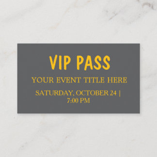 Visite Carte de billet d'événement de passe VIP élégant