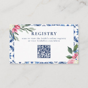 Visite Carte de boîtier en Fête des mariées Florale bleue