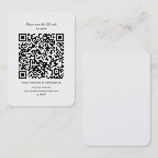 Visite Carte de boîtier Mariage de code QR RSVP moderne (Devant / Derrière)