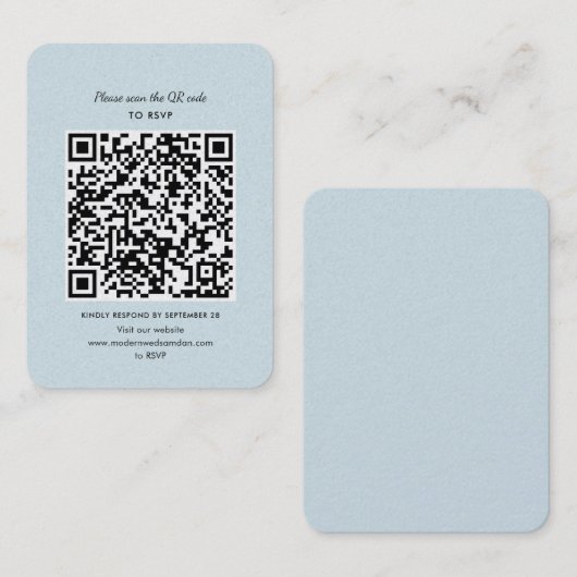 Visite Carte de boîtier RSVP de mariage de code QR modern (Devant / Derrière)
