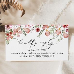 Visite Carte de boîtier RSVP du site Web de Mariage rose 