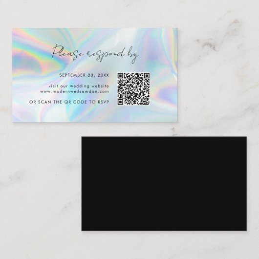 Visite Carte de boîtier RSVP Holographique Mariage QR Cod (Devant / Derrière)