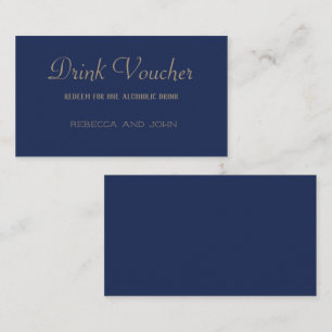 Visite Carte de bon de boisson de mariage élégante Navy G