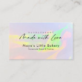 Visite Carte de boulangerie élégante Opal Rainbow Script (Devant)