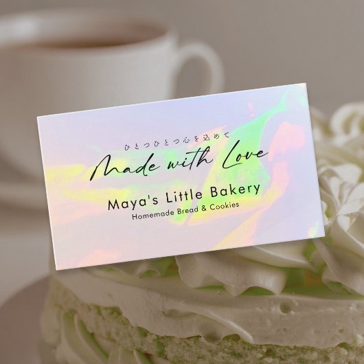 Visite Carte de boulangerie élégante Opal Rainbow Script