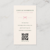 Visite Carte de boulangerie Rose Vert Rayé Nœud QR Code (Dos)