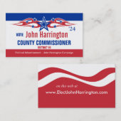 Visite Carte de campagne politique - Commissaire du comté (Devant / Derrière)