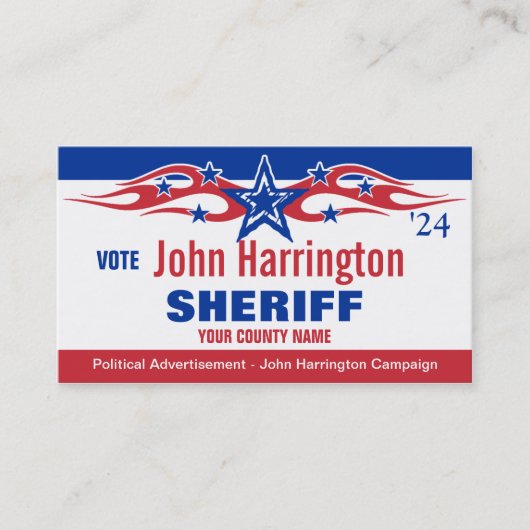 Visite Carte de campagne politique - Sheriff (Devant)
