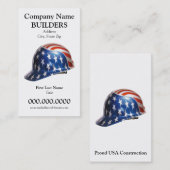 Visite Carte de casque de chantier avec drapeau américain (Devant / Derrière)