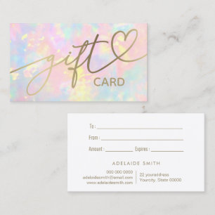 Visite carte de certificat-cadeau en opale rose