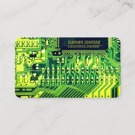 Visite Carte de circuit imprimé moderne vert Code QR pers (Devant)