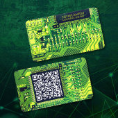 Visite Carte de circuit imprimé moderne vert Code QR pers