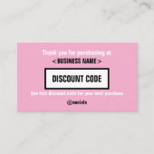 Visite Carte de code de réduction, Merci pour votre (Devant)
