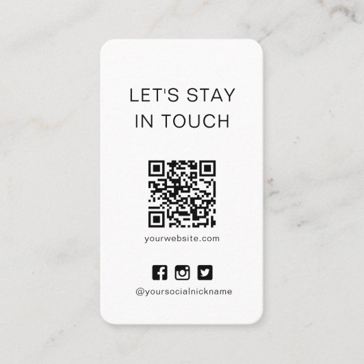 Visite Carte de code QR simple en noir et blanc sur les m (Devant)